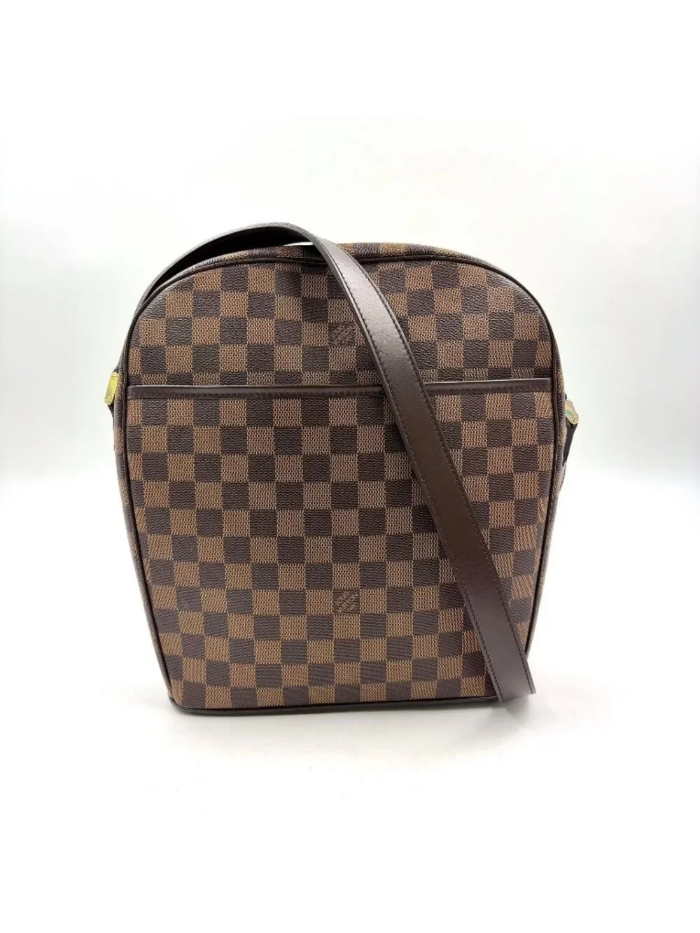 Louis Vuitton Ipanema GM Damier Ebene Leather Brown Shoulder Bag Gold